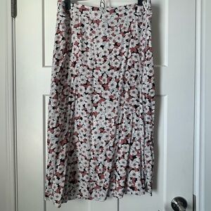 I.N. Studio Floral A-Line Skirt in Black and White